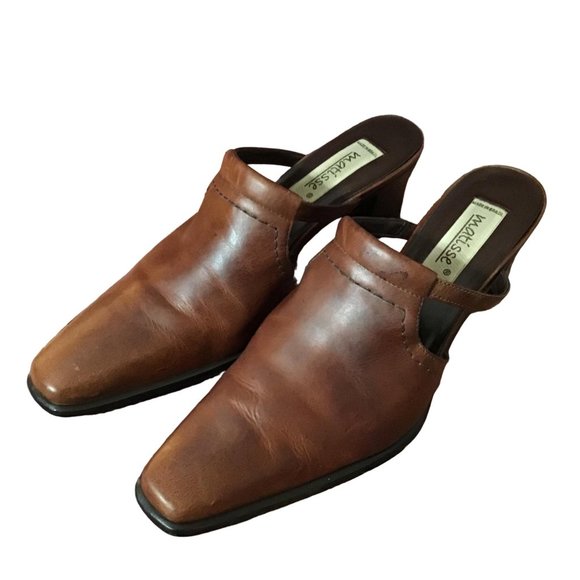 Matisse Mules Womens Size 8 M Brown Leather Block Heel Clogs - Picture 10 of 12